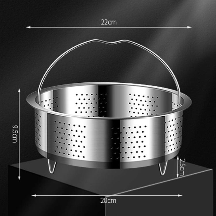 Kacheeg 304 Stainless Steel Steamer Basket for Rice Cooker/Pots with Handles & Stand Perforated 22cm