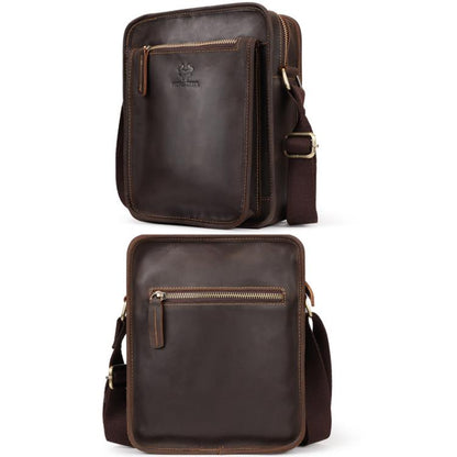 HUMERPAUL MH702 Men Vertical Crossbody Bag Casual Leather Shoulder Bag(Light Brown)