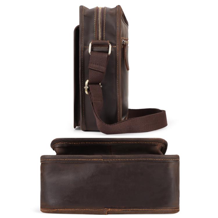 HUMERPAUL MH702 Men Vertical Crossbody Bag Casual Leather Shoulder Bag(Brown)