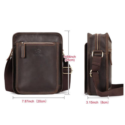 HUMERPAUL MH702 Men Vertical Crossbody Bag Casual Leather Shoulder Bag(Light Brown)