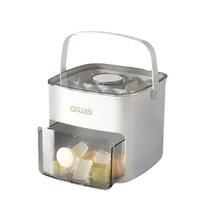 Kacheeg 2-In-1 Double Layer Ice Cube Tray With Storage Container Easy Push Release Mold(White)