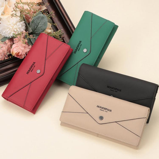 HUMERPAUL BP998 Portefeuille long en cuir pour femme RFID multi-cartes pochette (noir)