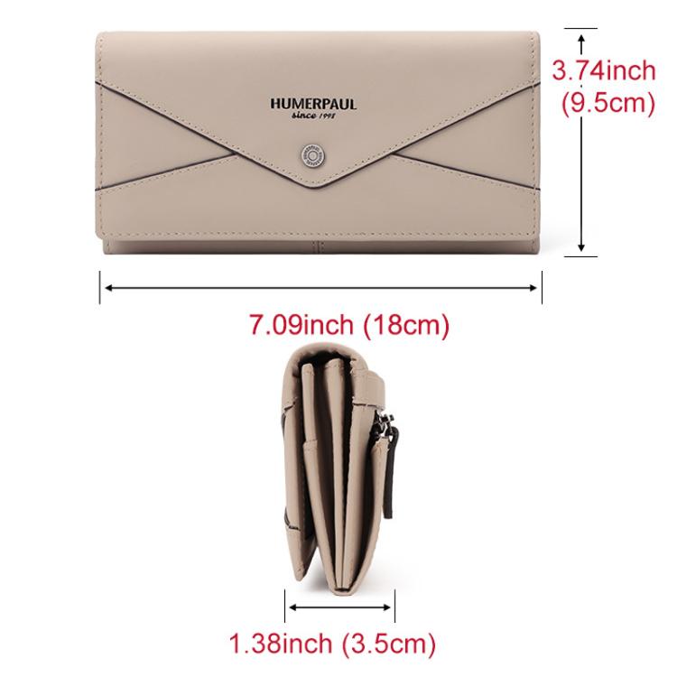 HUMERPAUL BP998 Women Leather Long Wallet RFID Multi-Card Holder Clutch Bag(Red)