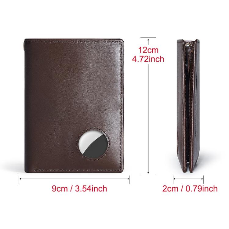 Compatible With Airtag HUMERPAUL BP798 Leather Wallet With Tracker Hole RFID Pull-Out Card Holder Card Case(Green)