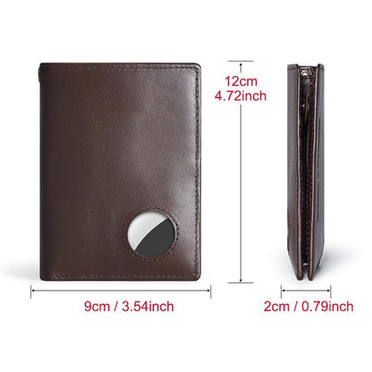 Compatible With Airtag HUMERPAUL BP798 Leather Wallet With Tracker Hole RFID Pull-Out Card Holder Card Case(Green)