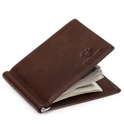 HUMERPAUL BP827 Simple Leather Wallet Lightweight Men Card Holder(Brown)