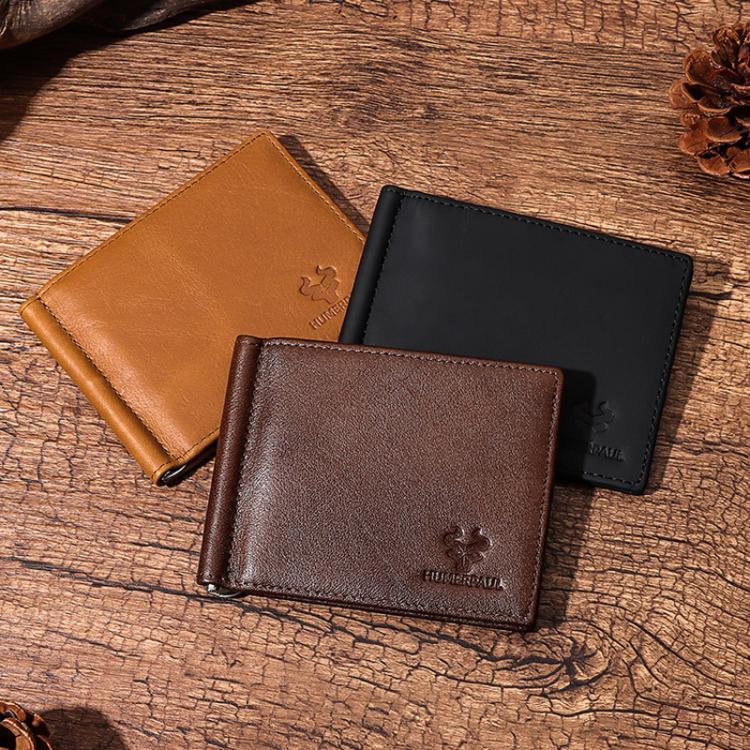 HUMERPAUL BP827 Simple Leather Wallet Lightweight Men Card Holder(Brown)