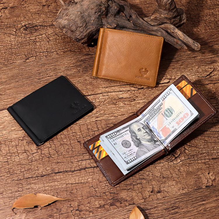 HUMERPAUL BP827 Simple Leather Wallet Lightweight Men Card Holder(Light Brown)