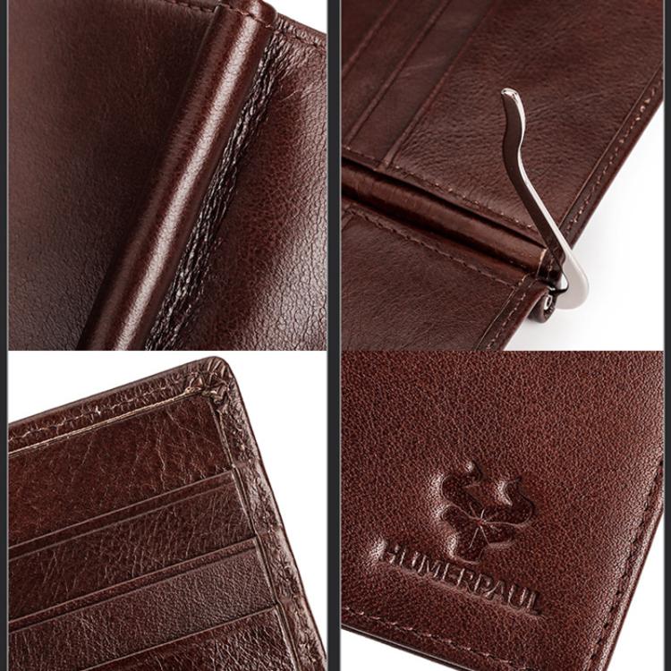 HUMERPAUL BP827 Simple Leather Wallet Lightweight Men Card Holder(Brown)