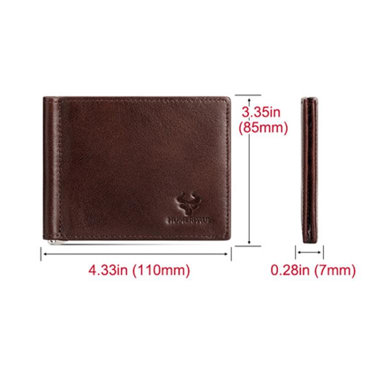 HUMERPAUL BP827 Simple Leather Wallet Lightweight Men Card Holder(Brown)
