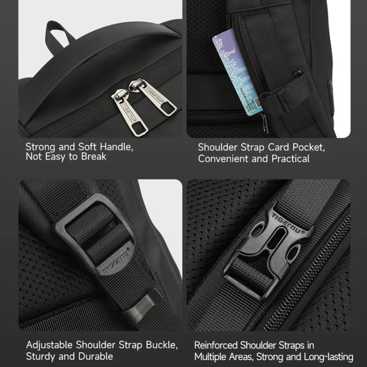 Sac à dos pour homme 3-en-1 détachable Tigernu T-B9836, sacoche convertible pour ordinateur portable, pour le sport et les trajets quotidiens (noir)