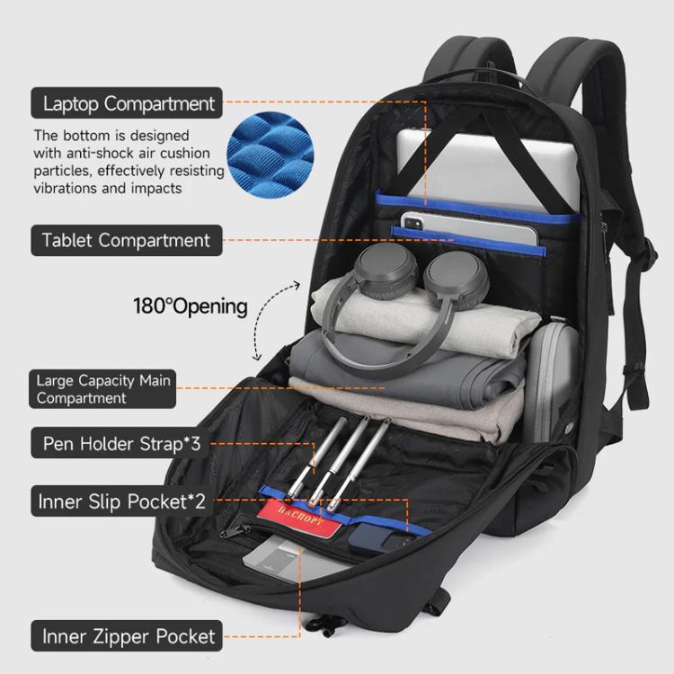 Sac à dos pour homme 3-en-1 détachable Tigernu T-B9836, sacoche convertible pour ordinateur portable, pour le sport et les trajets quotidiens (noir)
