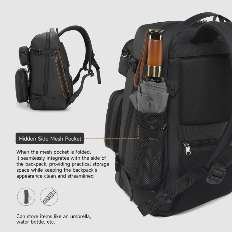 Sac à dos pour homme 3-en-1 détachable Tigernu T-B9836, sacoche convertible pour ordinateur portable, pour le sport et les trajets quotidiens (noir)