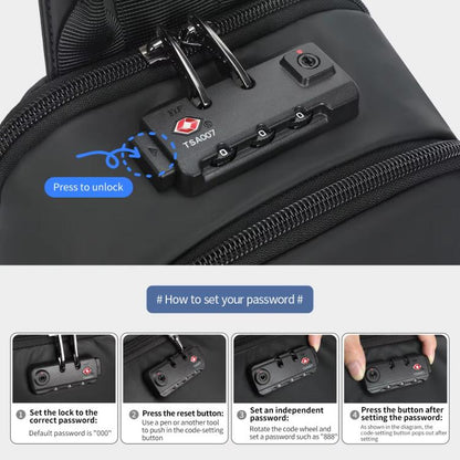 Tigernu Men Large Capacity Chest Bag Anti-Theft Crossbody Shoulder Bag with TSA007 Approved Lock(Black)