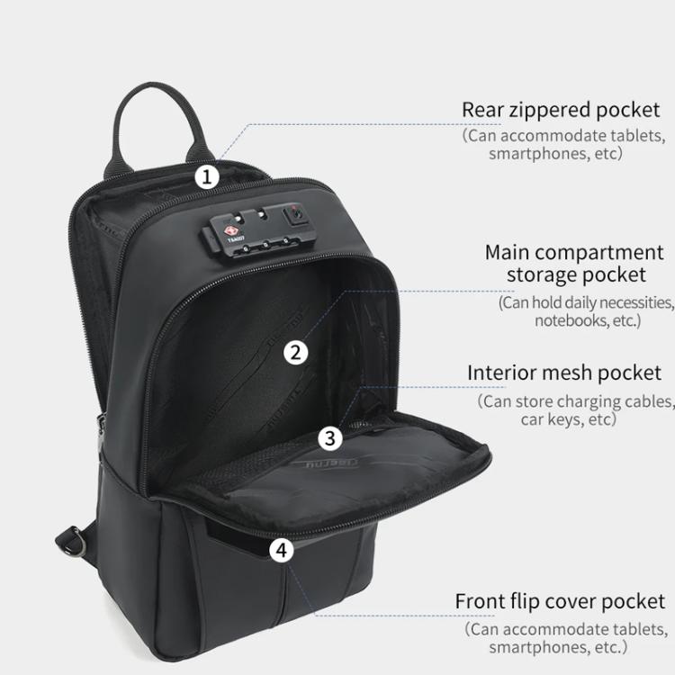 Tigernu Men Large Capacity Chest Bag Anti-Theft Crossbody Shoulder Bag with TSA007 Approved Lock(Black)