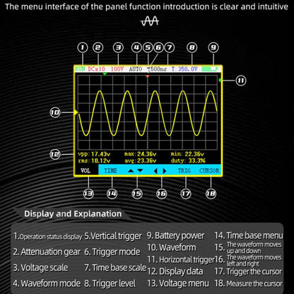 BSIDE OT4 Miniature Oscilloscope Signal Generator Rechargeable Handheld Color Screen 50MHz Oscilloscope