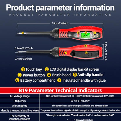 Stylo test intelligent à induction de haute précision à affichage numérique ANENG (tête cruciforme jaune)