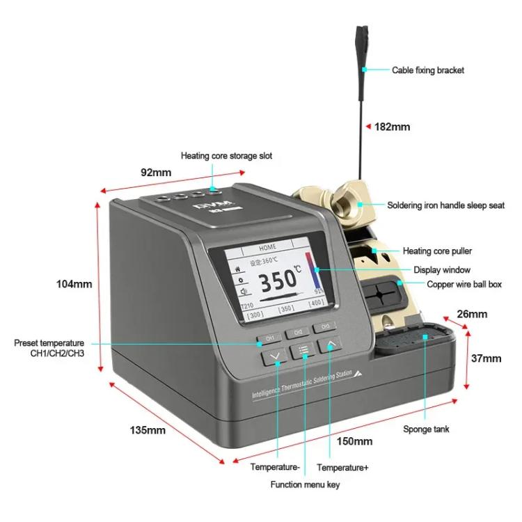GVM H3 Smart 3 In 1 Electric Welding Station Mainboard Soldering Iron Smartphone Repair Smart Constant Temperature Soldering Iron EU Plug