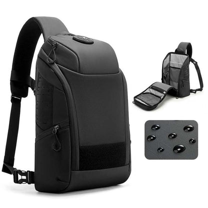 BANGE FW-227 Men Outdoor Cycling Breast Pack Crossbody Bag Large Capacity Hiking Backpack(Black)