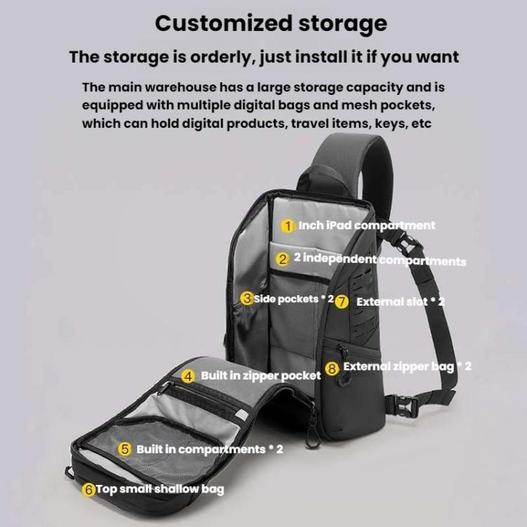 BANGE FW-227 Men Outdoor Cycling Breast Pack Crossbody Bag Large Capacity Hiking Backpack(Black)