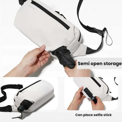 BANGE BG-7851 Sac bandoulière pour hommes Multifonctionnel Léger Décontracté Pack de poitrine pour les trajets quotidiens Petit sac à bandoulière (Blanc)