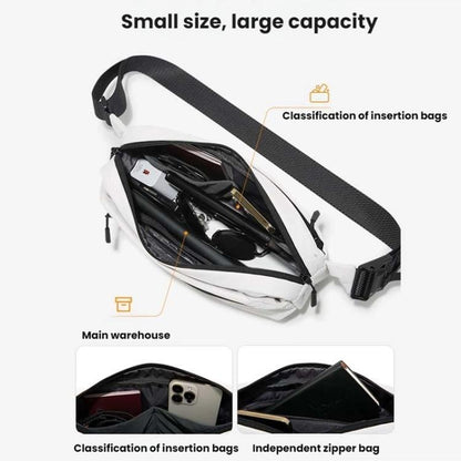 BANGE BG-7851 Sac bandoulière pour hommes Multifonctionnel Léger Décontracté Pack de poitrine pour les trajets quotidiens Petit sac à bandoulière (Blanc)