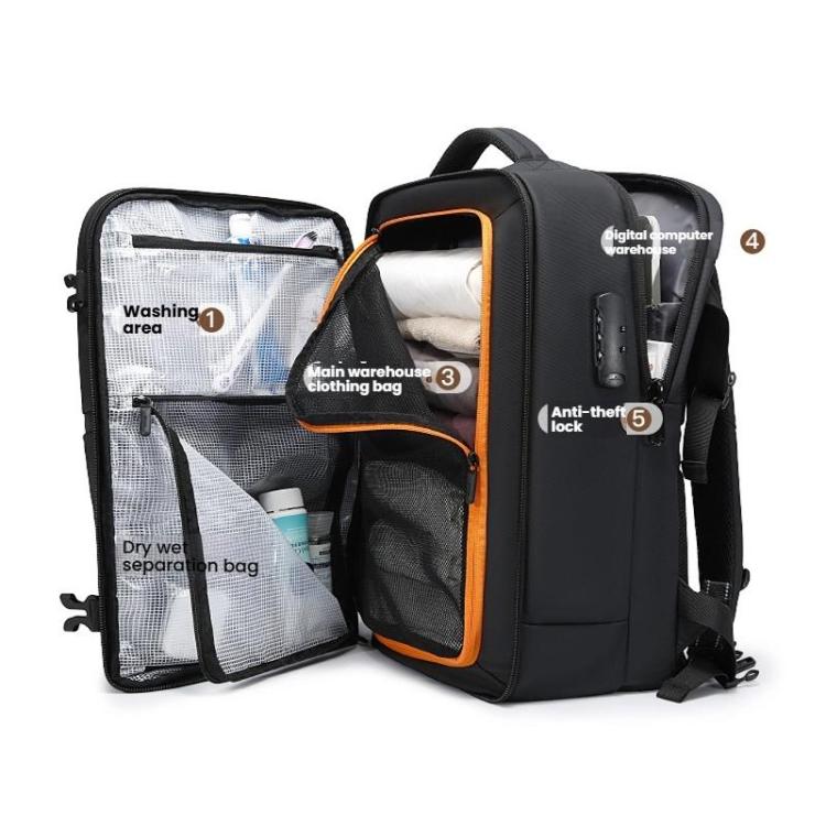 BANGE BG-7875 Sac à bandoulière grande capacité Sac à dos d'ordinateur multifonctionnel pour voyage d'affaires (Noir)