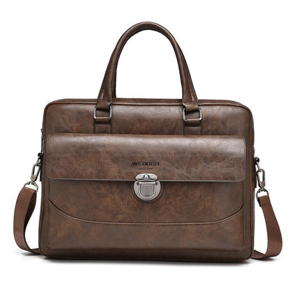 WEIXIER T616 Men Commuter Briefcase Large Capacity Document Laptop Bag(Dark Brown)
