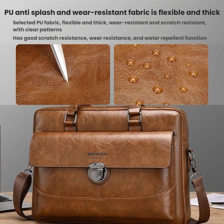 WEIXIER T616 Men Commuter Briefcase Large Capacity Document Laptop Bag(Dark Brown)