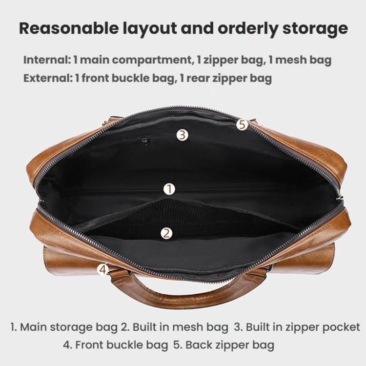 WEIXIER T616 Men Commuter Briefcase Large Capacity Document Laptop Bag(Dark Brown)