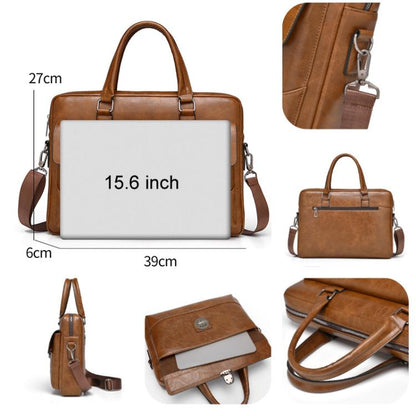 WEIXIER T616 Men Commuter Briefcase Large Capacity Document Laptop Bag(Dark Brown)