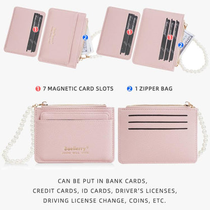 Baellerry N8356 Women Card Holder Multi Card Slot Coin Purse(Light Beige)