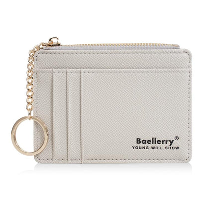 Baellerry K9117 Femme Porte-cartes Multi-fentes Style Fin avec Porte-clés Porte-monnaie (Gris)