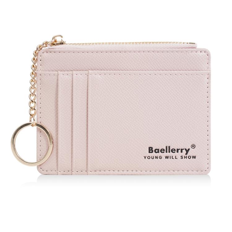 Baellerry K9117 Women Multi Card Slot Card Holder Thin Style With Keychain Coin Purse(Pink)