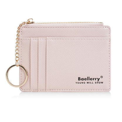 Baellerry K9117 Women Multi Card Slot Card Holder Thin Style With Keychain Coin Purse(Pink)