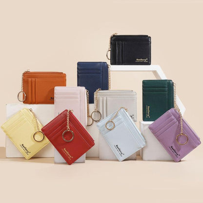 Baellerry K9117 Femme Porte-cartes Multi-fentes Style Fin avec Porte-clés Porte-monnaie (Gris)