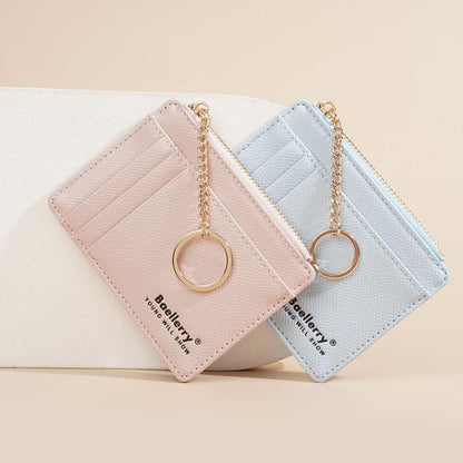 Baellerry K9117 Women Multi Card Slot Card Holder Thin Style With Keychain Coin Purse(Black)