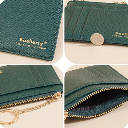 Baellerry K9117 Women Multi Card Slot Card Holder Thin Style With Keychain Coin Purse(Black)