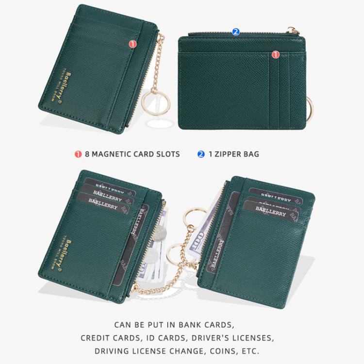 Baellerry K9117 Femme Porte-cartes Multi-fentes Style Fin avec Porte-clés Porte-monnaie (Gris)
