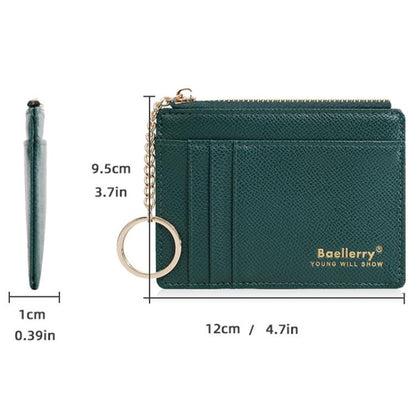 Baellerry K9117 Femme Porte-cartes Multi-fentes Style Fin avec Porte-clés Porte-monnaie (Gris)