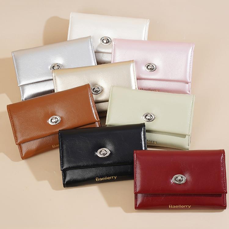 Baellerry N8400 Portefeuille court femme à trois volets avec fermeture éclair (rose)