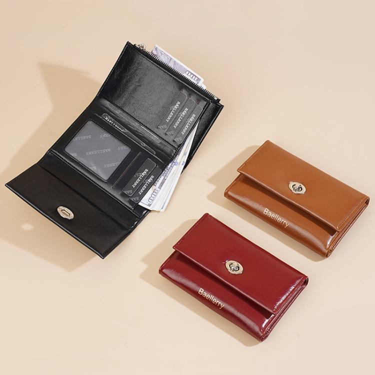 Portefeuille zippé trois volets Baellerry N8400 pour femme (noir)