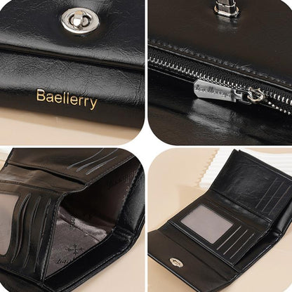 Portefeuille zippé trois volets Baellerry N8400 pour femme (noir)