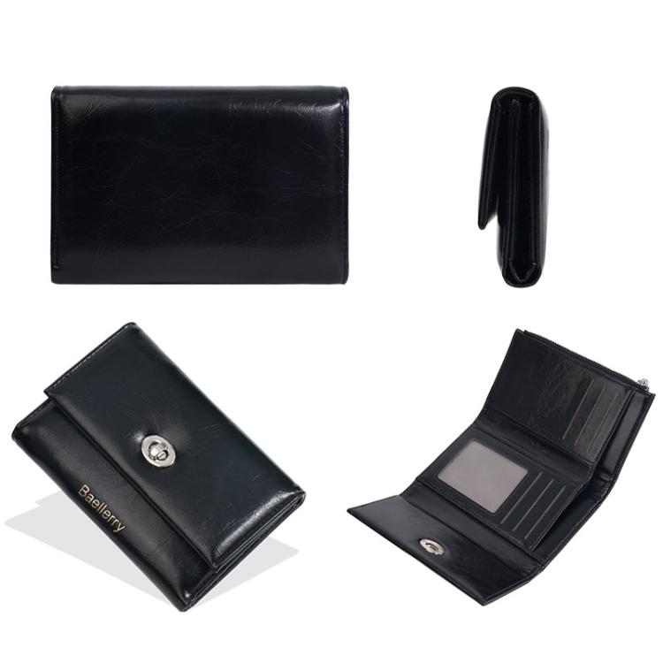 Portefeuille zippé trois volets Baellerry N8400 pour femme (noir)