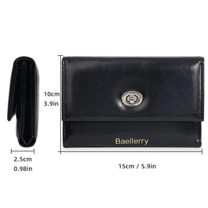 Portefeuille zippé trois volets Baellerry N8400 pour femme (noir)
