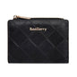 Baellerry N5115 Women Two Fold Wallet Quilted Zipper Billfold(Black)