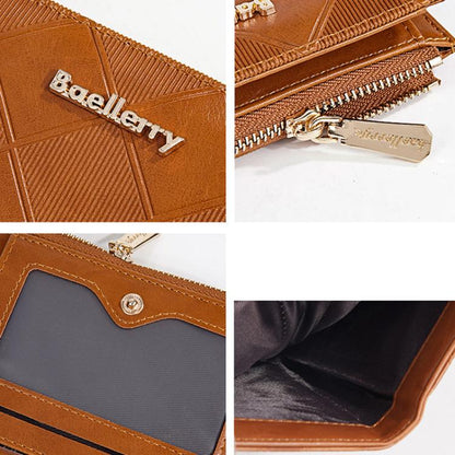 Baellerry N5115 Women Two Fold Wallet Quilted Zipper Billfold(Black)