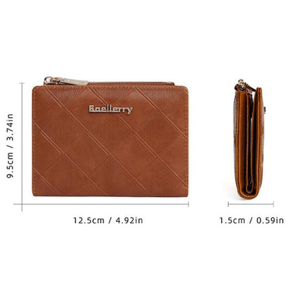 Baellerry N5115 Women Two Fold Wallet Quilted Zipper Billfold(Black)