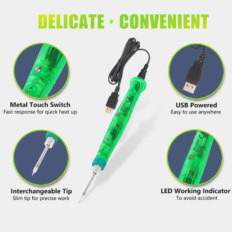 ProsKit SI-169U Kit de fer à souder pour réparation d'impression 3D Mini stylo à souder USB portable (vert)