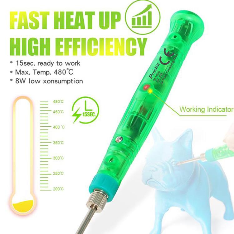 ProsKit SI-169U Kit de fer à souder pour réparation d'impression 3D Mini stylo à souder USB portable (vert)